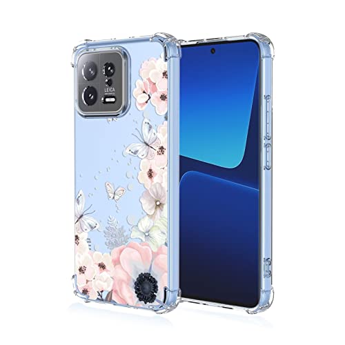 Topme Hülle für Xiaomi MI 13 6.36", Handyhülle aus Weichem TPU Silikon, Transparent, mit Gemaltem Muster - Blumen 1 von Topme