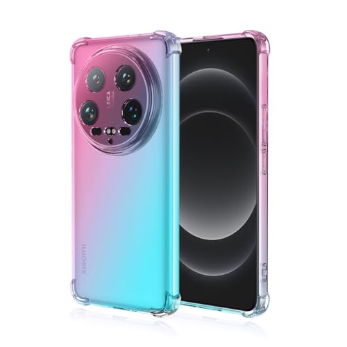 Topme Hülle für Xiaomi MI 14 Ultra (6.73" Inches), Handyhülle aus Weichem TPU Silikon, Transparent, mit Farbverlauf - Rosa Grün von Topme