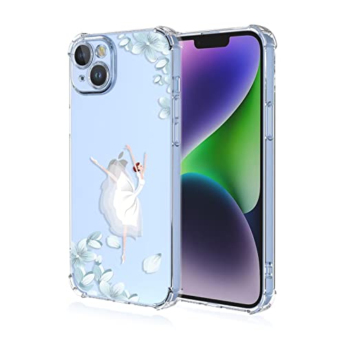 Topme Hülle für iPhone 14 6.1", Handyhülle aus Weichem TPU Silikon, Transparent, mit Gemaltem Muster - Ballerin 1 von Topme