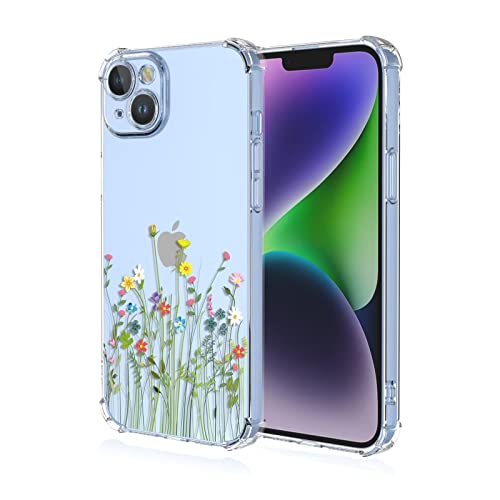 Topme Hülle für iPhone 14 6.1", Handyhülle aus Weichem TPU Silikon, Transparent, mit Gemaltem Muster - Blumen 11 von Topme