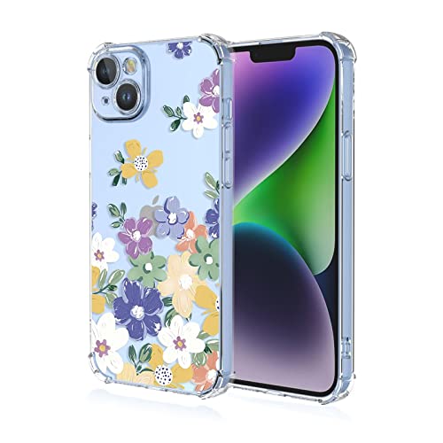 Topme Hülle für iPhone 14 6.1", Handyhülle aus Weichem TPU Silikon, Transparent, mit Gemaltem Muster - Blumen 4 Topme Hülle für iPhone 14 6.1", Handyhülle aus Weichem TPU Silikon, Transparent, mit Gemaltem Muster - Blumen 4 von Topme