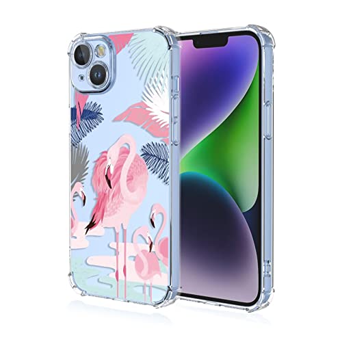 Topme Hülle für iPhone 14 6.1", Handyhülle aus Weichem TPU Silikon, Transparent, mit Gemaltem Muster - Flamingo 2 Topme Hülle für iPhone 14 6.1", Handyhülle aus Weichem TPU Silikon, Transparent, mit Gemaltem Muster - Flamingo 2 von Topme