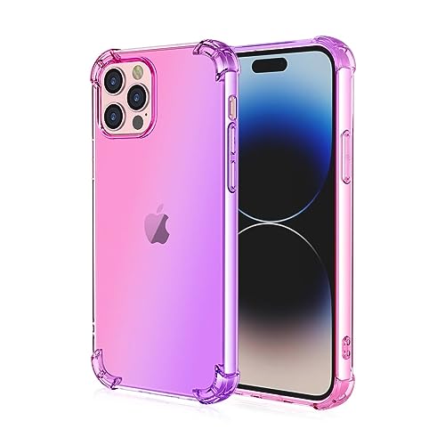 Topme Hülle für iPhone 15 Pro Max (6.7" Inches), Handyhülle aus Weichem TPU Silikon, Transparent, mit Farbverlauf - Pink Lila von Topme
