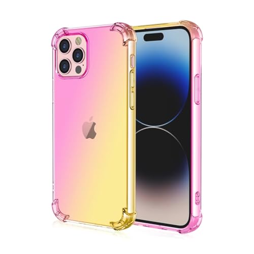 Topme Hülle für Smartphone, Compatible with iPhone 15 Pro Max (6.7" Inches), Handyhülle aus Weichem TPU Silikon, Transparent, mit Farbverlauf - Rosa Gold von Topme