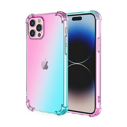 Topme Hülle für iPhone 15 Pro Max (6.7" Inches), Handyhülle aus Weichem TPU Silikon, Transparent, mit Farbverlauf - Rosa Grün von Topme