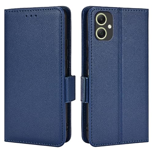 Topme Leder Tasche Hülle für Samsung Galaxy A05 (6.7" Inches), [einfache Telefonhülle mit Litschi-Muster] - Dunkelblau von IYVYI