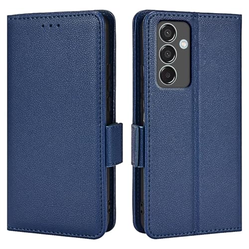 Topme Leder Tasche Hülle für Samsung Galaxy M15 5G (6.5" Inches), [einfache Telefonhülle mit Litschi-Muster] - Dunkelblau von IYVYI