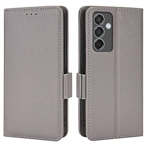 Topme Leder Tasche Hülle für Samsung Galaxy M15 5G (6.5" Inches), [einfache Telefonhülle mit Litschi-Muster] - Grau von IYVYI