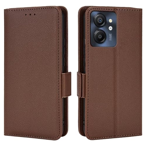 Topme Leder Tasche Hülle für Smartphone, Compatible with Blackview Color8 (6.75" Inches), [einfache Telefonhülle mit Litschi-Muster] - Braun von Topme