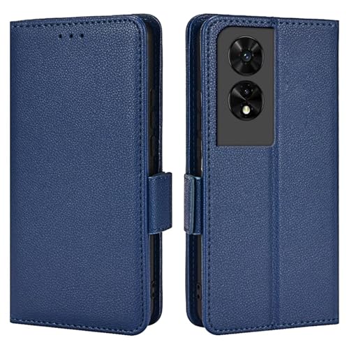 Topme Leder Tasche Hülle für TCL 505 (6.75" Inches), [einfache Telefonhülle mit Litschi-Muster] - Dunkelblau von IYVYI