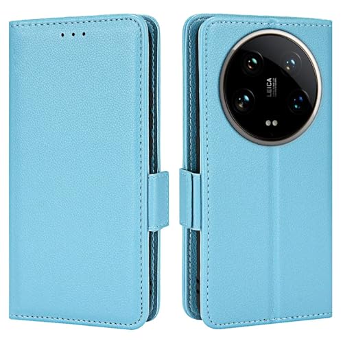 Topme Leder Tasche Hülle für Xiaomi MI 14 Ultra (6.73" Inches), [einfache Telefonhülle mit Litschi-Muster] - Hellblau von Topme