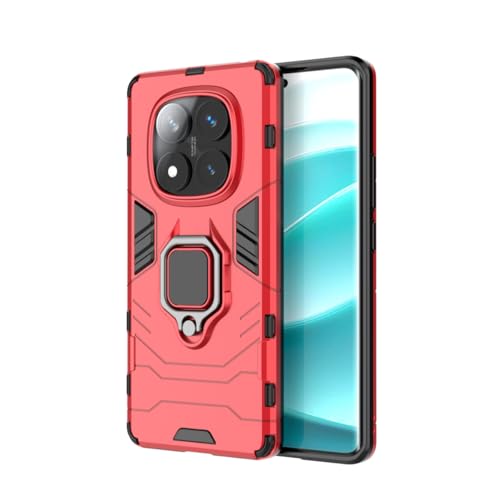 Topme Panzer Hülle für Redmi Note 14 Pro (4G LTE Version) (6.67" Inches), [handyhülle mit Ringhalter] - Rot von Buosha