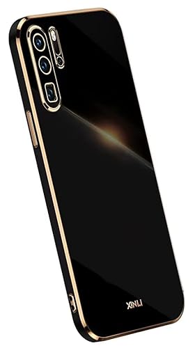 Topme Silikonhülle für Huawei P30 Pro / P30 Pro New Edition (6.47" Inches), [handyhülle im Goldrand-Stil] - Schwarz von Topme