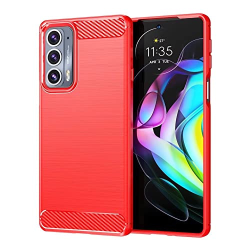 Topme Silikonhülle für Motorola Moto Edge 20 6.7" Inches, [handyhülle im Gebürsteten Texturstil] - Rot von EsOyl