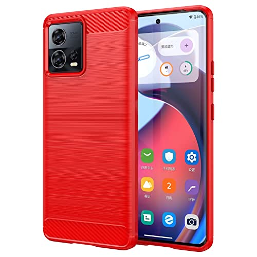 Topme Silikonhülle für Motorola Moto Edge 30 Fusion, [handyhülle im Gebürsteten Texturstil] - Rot von Buosha