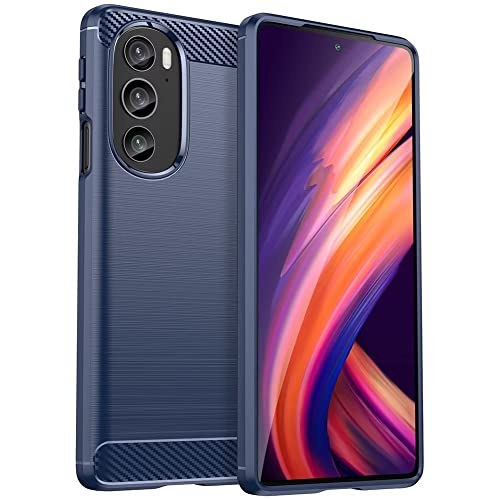 Topme Silikonhülle für Motorola Moto Edge 30 Pro, [handyhülle im Gebürsteten Texturstil] - Blau von Buosha