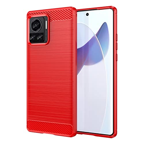 Topme Silikonhülle für Motorola Moto Edge 30 Ultra, [handyhülle im Gebürsteten Texturstil] - Rot von Buosha