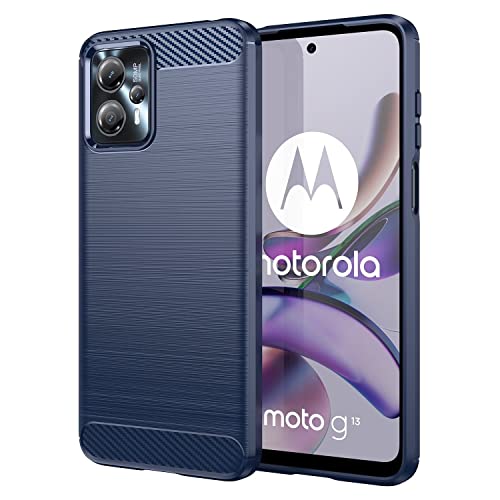 Topme Silikonhülle für Motorola Moto G13 / Moto G23 6.5" Inches, [handyhülle im Gebürsteten Texturstil] - Blau von AUNEOS