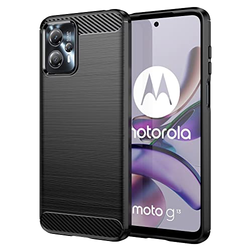 Topme Silikonhülle für Motorola Moto G13 / Moto G23 6.5" Inches, [handyhülle im Gebürsteten Texturstil] - Schwarz von AUNEOS