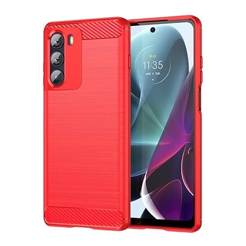 Topme Silikonhülle für Motorola Moto G200 5G 6.8" Inches, [handyhülle im Gebürsteten Texturstil] - Rot von EsOyl