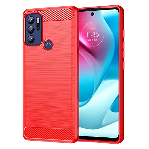 Topme Silikonhülle für Motorola Moto G60s 6.8, [handyhülle im Gebürsteten Texturstil] - Rot von AUNEOS