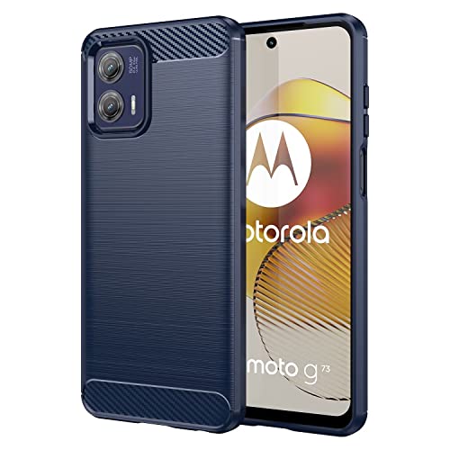 Topme Silikonhülle für Motorola Moto G73 6.5" Inches, [handyhülle im Gebürsteten Texturstil] - Blau von Onetobye