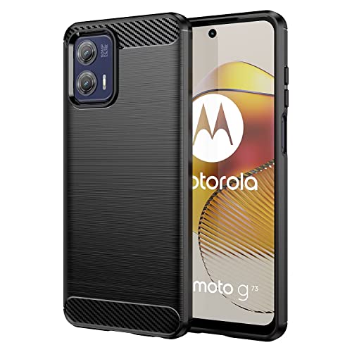 Topme Silikonhülle für Motorola Moto G73 6.5" Inches, [handyhülle im Gebürsteten Texturstil] - Schwarz von AUNEOS