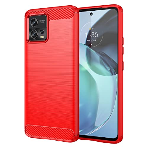 Topme Silikonhülle für Motorola Moto g72 6.55, [handyhülle im Gebürsteten Texturstil] - Rot von AUNEOS