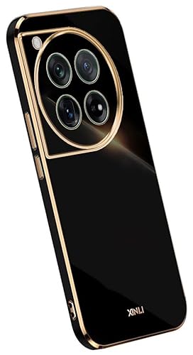 Topme Silikonhülle für OnePlus 12 5G (6.82" Inches), [handyhülle im Goldrand-Stil] - Schwarz von Topme