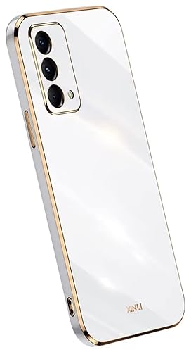 Topme Silikonhülle für Oppo A74 4G, [handyhülle im Goldrand-Stil] - Weiß von Topme