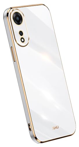 Topme Silikonhülle für Oppo A78 (4G) (6.43" Inches), [handyhülle im Goldrand-Stil] - Weiß von Topme