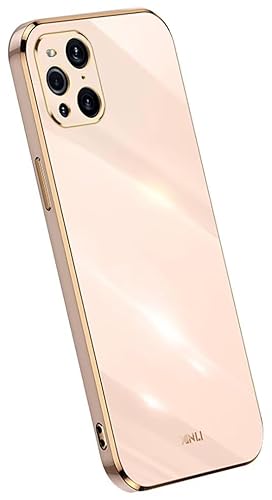 Topme Silikonhülle für Oppo Find X3 Pro, [handyhülle im Goldrand-Stil] - Rosa von Topme