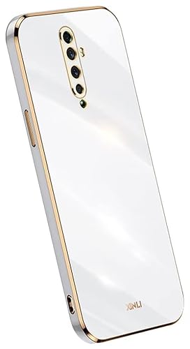 Topme Silikonhülle für Oppo Reno2 6.5" Inches, [handyhülle im Goldrand-Stil] - Weiß von Topme