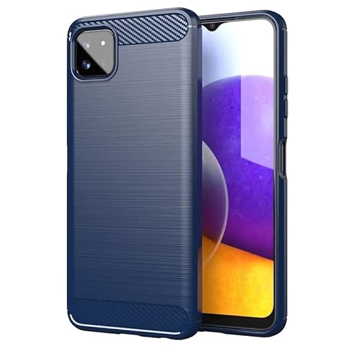 Topme Silikonhülle für Samsung Galaxy A22 5G, [handyhülle im Gebürsteten Texturstil] - Blau von EsOyl