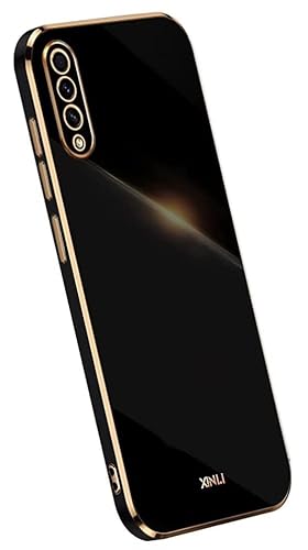Topme Silikonhülle für Samsung Galaxy A70 (6.7" Inches), [handyhülle im Goldrand-Stil] - Schwarz von Topme