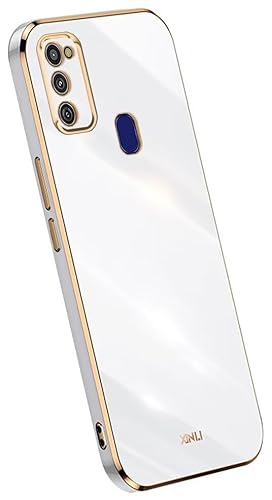 Topme Silikonhülle für Samsung Galaxy M21 / Galaxy M30s (6.4" Inches), [handyhülle im Goldrand-Stil] - Weiß von Onetobye