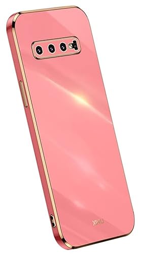 Topme Silikonhülle für Samsung Galaxy S10 (4G) (6.1" Inches), [handyhülle im Goldrand-Stil] - Rot von Topme