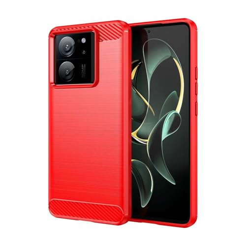 Topme Silikonhülle für Xiaomi MI 13T / Xiaomi MI 13T Pro (6.67" Inches), [handyhülle im Gebürsteten Texturstil] - Rot von Dnrl