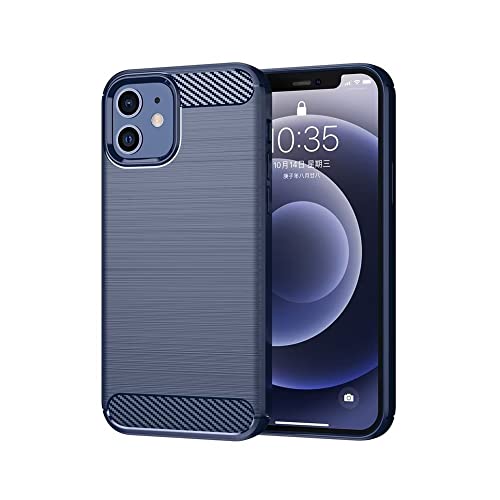 Topme Silikonhülle für iPhone 12 Mini 5.4" Inches, [handyhülle im Gebürsteten Texturstil] - Blau von Topme