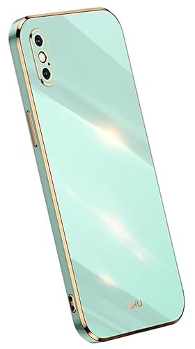 Topme Silikonhülle für iPhone XS Max (6.5" Inches), [handyhülle im Goldrand-Stil] - Grün von Topme
