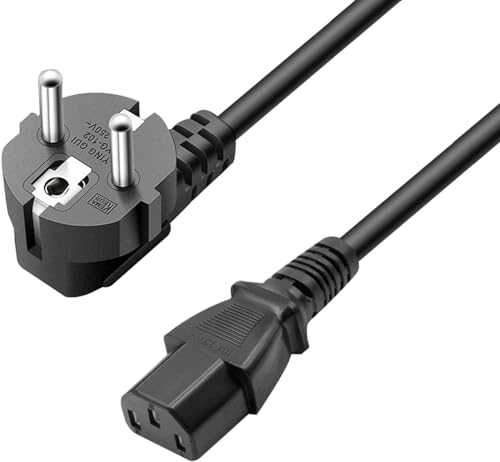 1.8 Stromkabel IEC 320 C13 Kaltgerätekabel 3 Poliges Netzkabel CEE 7/7 Euro Stecker AC Kable für PC, Monitor, TV Fernseher, PS3 PS4 PRO, Drucker, Computer Bildschirm, Beamer etc. von Topnma