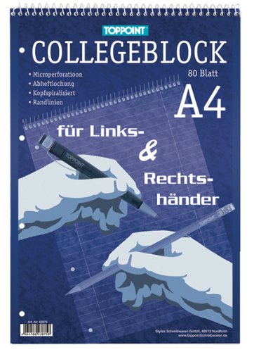 10x Collegeblock DIN A4 Rechts & Linkshänder liniert von Toppoint