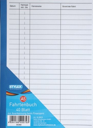 10x Fahrtenbuch/DIN A5 / 40 Blatt von Toppoint