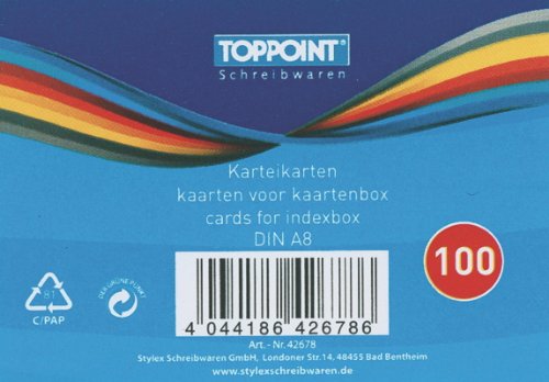 2000 Stylex Karteikarten DIN A8 weiss liniert 52x74mm von Toppoint