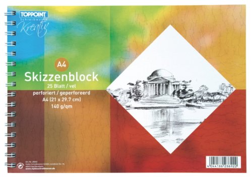 3 Skizzenblöcke Skizzenblock Zeichenblock DIN A4 25 Blatt 140g von Toppoint