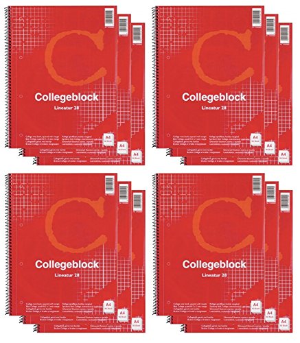 Collegeblock A4 Spirablock Kollegblock 12er Sparpack kariert (4 x 3er) von Toppoint