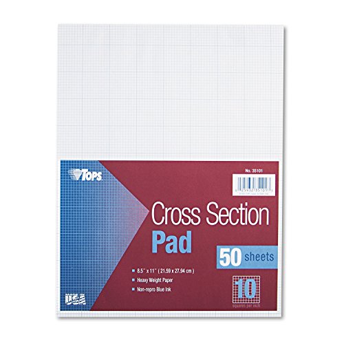 Tops 35101 Querschnitts-Pads, 21,5 x 27,9 cm, Klebestecke, Graph Lineal (10 x 10), 50 Blatt von Tops