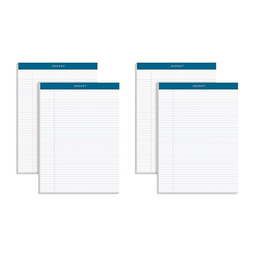 Tops Double Docket Writing Tablet, 8–1/2 x 11–3/10,2 cm, perforiert, weiß, schmal, Rule, 100 Blatt pro Block, 4 Pads pro Pack (99612) von Tops