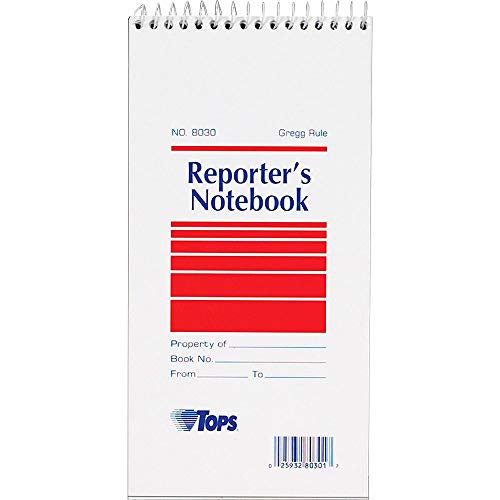 Tops Reporter 's Notebook, Gregg Rule, 10,2 x 20,3 cm, weiß, 70 Blatt, je vorgeladen (80304) von Tops