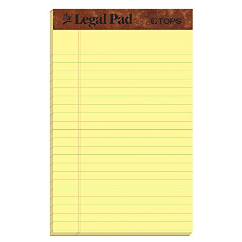 Tops The Legal Pad 75017 Schreibblöcke, 12,7 x 20,3 cm, Jr. Legal Regel, Kanarienpapier, 50 Blatt, 5 Stück von Tops